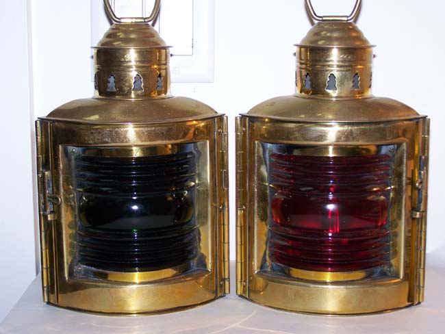 A Very fine Pair of Port and Starboard Ship's Lamps made by Wilcox Crittenden & Co., of Middletown, CT., circa 1910.